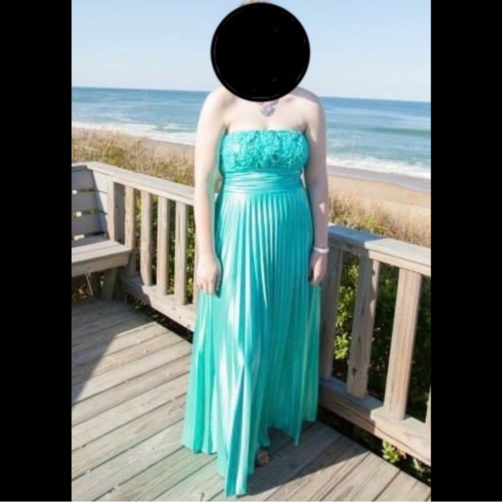 Mint Prom dress with Floral motif and sequins